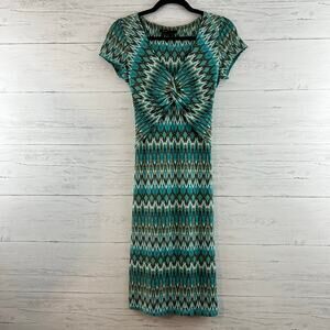 BCBGMaxazria Y2K 90s Vintage Style Printed Midi Dress Size XS